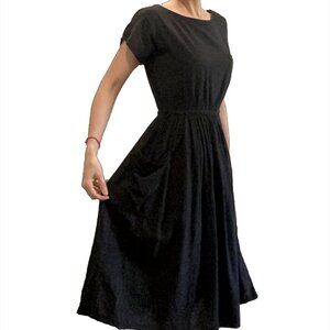 Vintage Michel Button-Detail Midi Dress | Black | Size M